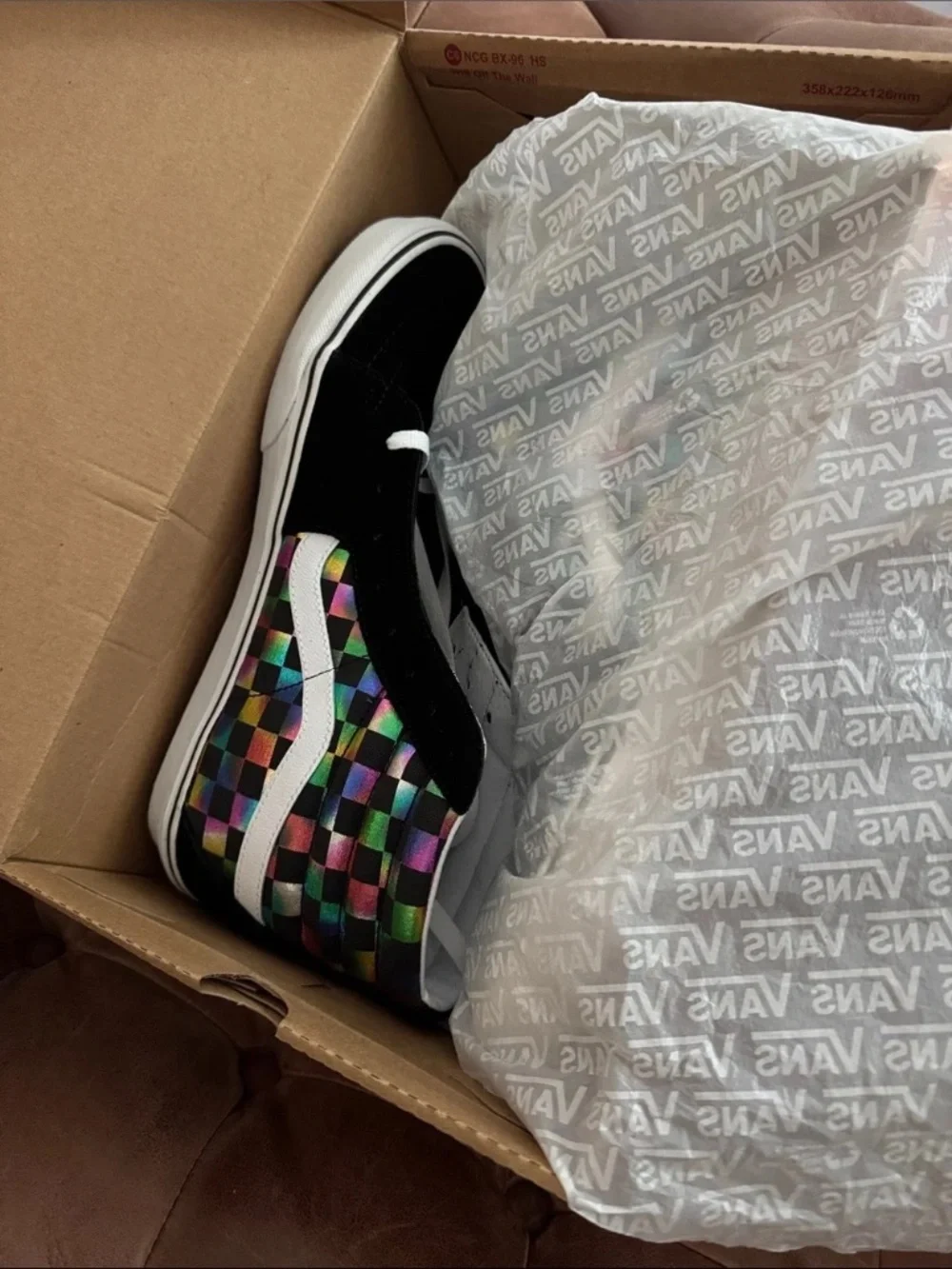 Vans Sk8-Hi Iridescent Checkerboard Women's 11.5 Suede Sneakers NIB